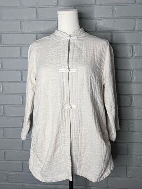 Kleen Cotton Frog Button Textured Cotton Jacket and Mandarin Collar Size Medium
